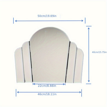 UNICORN Crown Shaped Hollywood Trifold Vanity Mirror 3 Way Adjustable Sliver Glass