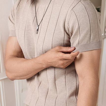 UNICORN Men Slim Fit Striped Textured Knit Crew Neck T-Shirt s m l xl