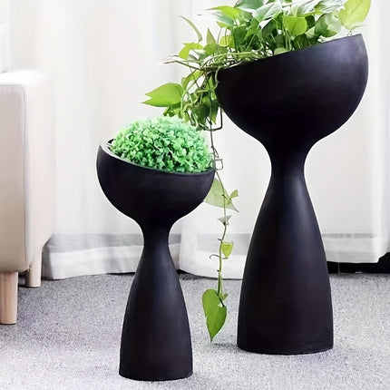UNICORN Resin Vase with Drainage Hole 45.72cm Tal Indoor & Outdoor White Black