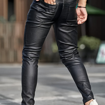 UNICORN Men's PU-coated Fashion Slim-fit Stretch Pants xs s m l xl xxl
