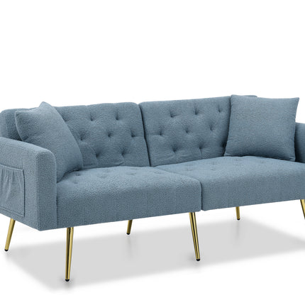 UNICORN Modern Teddy Boucle Two-Seater Sofa, 3-Stage Adjustable Backrest Blue