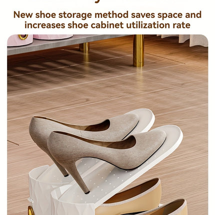UNICORN 20pcs Adjustable Plastic Shoe Racks, Space-Saving White Black
