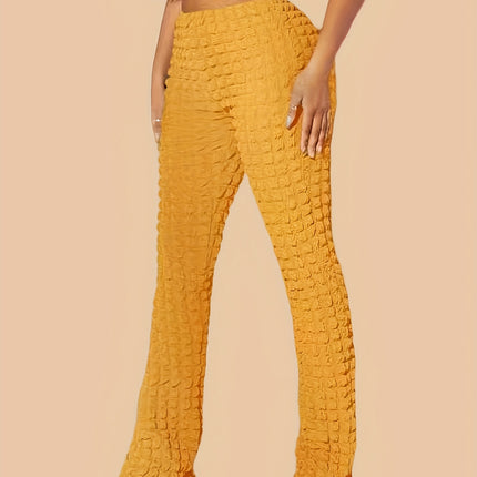 UNICORN Women High-Waisted Flare Pants Color Plaid Pattern xs s m l xl xxl