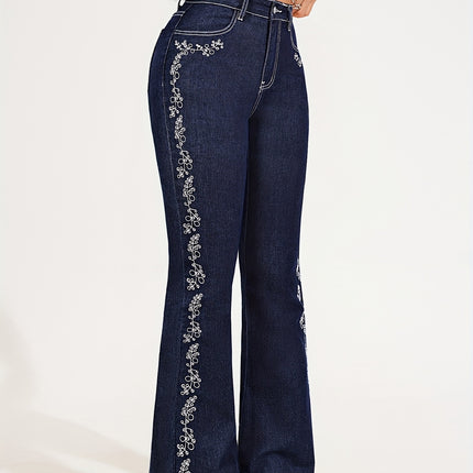 UNICORN Black Embroidered Women Denim Long Pants xs s m l xl