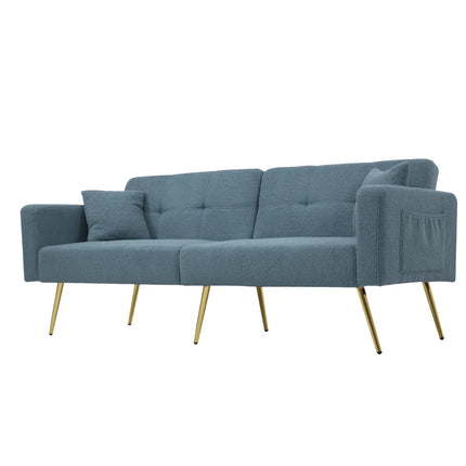UNICORN Modern minimalist sofa bed size: 175*64*72 cm angle adjustable gold bed legs sofa with cushions side storage pockets