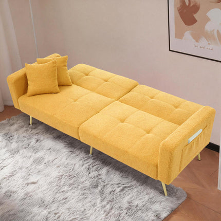 UNICORN Modern minimalist sofa bed size: 175*64*72 cm angle adjustable gold bed legs sofa with cushions side storage pockets