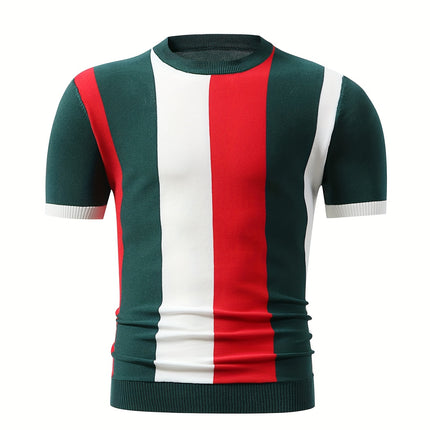 UNICORN Men Stylish Color Block Striped Knit Jersey Dark green s m l xl xxl