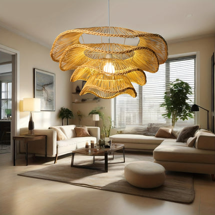 UNICORN Art Deco Rattan Flower-Shaped Artistic Lampshade