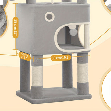 UNICORN Cat Tree, 180cm Cat Tree with 8 Scratching Posts, Beige/light Gray/dark Gray
