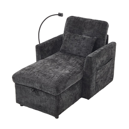 UNICORN Multifunctional Recliner Sofa, Lounge Chair with Phone Holder Black