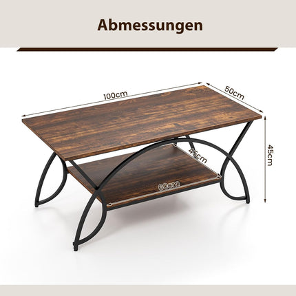 UNICORN Coffee Table, Coffee Table with Storage 100 X 50 X 45 Cm (Vintage Brown-Black)