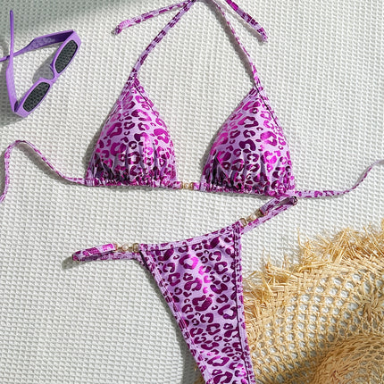 UNICORN Leopard Print Halter Neck Bikini Set, 2pcs, Ideal for Vacation xs s m l