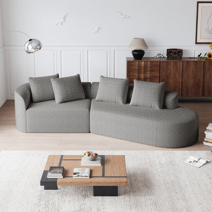 UNICORN Chenille sofa Modern, upholstered, oversized corner sofa, 4-seater, extra deep and wide seating, curved cloud couch with 4 decorative cushions, freely combinable sofa for living room and bedroom