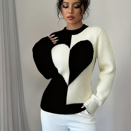 UNICORN Womens Valentine's Day Color-block Heart Pattern Pullover s m l xl