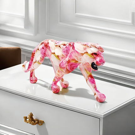 UNICORN High-End Pink Patterned Cheetah Statue Rose