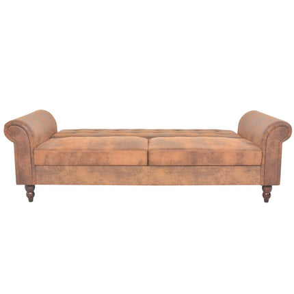 UNICORN Sleeper Sofa with Armrests Adjustable Faux Suede Brown Sofa Bed