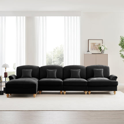 UNICORN L-Shaped 4-Seater Sofa Comfortable Seating for Living Room Black