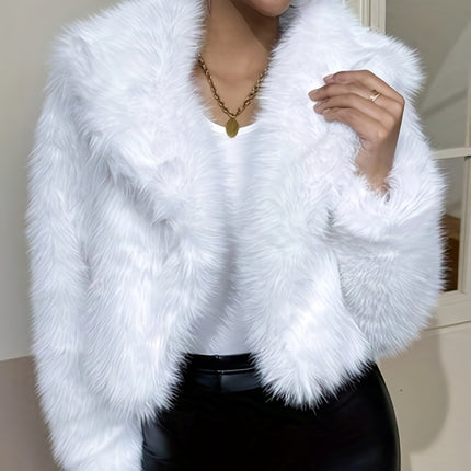 UNICORN White Fluffy Collar Open Front Jacket for Women Cozy Fall Jacket xs s m l xl