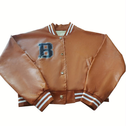 UNICORN Plus Size Long Sleeve Stand Collar Baseball Jacket Leather 1xl 2xl 3xl 4xl
