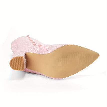 UNICORN Long Boots Womens Elegant Pointed Toe Fashion Chunky Heel High Heels