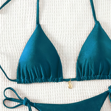 UNICORN Solid Color Halter Neck Sexy Bikini Set, Perfect for Summer Beach s m