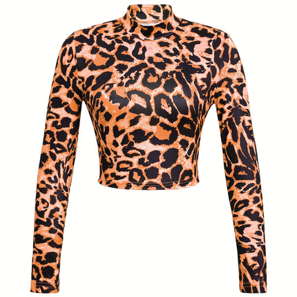 UNICORN Cross-Border Pink Leopard Print Long-Sleeve Women T-Shirt xs s m l xl xxl