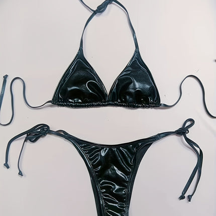 UNICORN Solid Color Swimsuit with Golden Foil High-Gloss Bikini Set xs s m l xl xxl