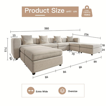 UNICORN Modern Modular Sectional Sofa Living Room Furniture Beige