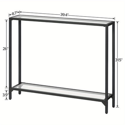 UNICORN Console Table With Shelves, 100 Cm Side Table Golden Black