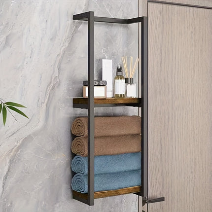 UNICORN 2-Layer Iron Wall-Mounted Towel Rack Black