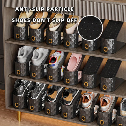 UNICORN 20pcs Adjustable Plastic Shoe Racks, Space-Saving White Black
