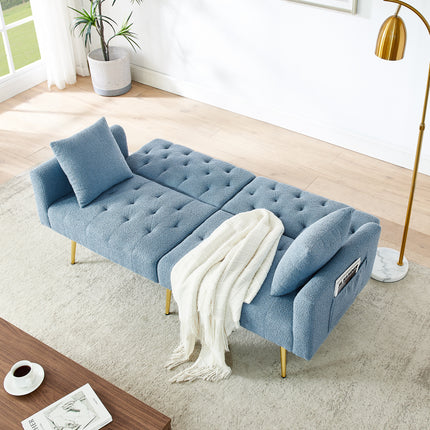 UNICORN Modern Teddy Boucle Two-Seater Sofa, 3-Stage Adjustable Backrest Blue