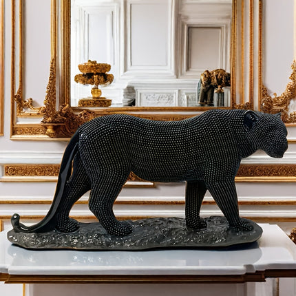 UNICORN Glam Style Resin Leopard Statue Decor for Living Room golden black silvery