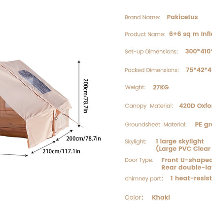 UNICORN Inflatable Tent with a Sunroof, Quick Setup Inflatable Tent with Pump Khaki Green