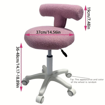 UNICORN Gray Blue Pink Rolling Stool with Lamb&apos Fleece Seat Cushion