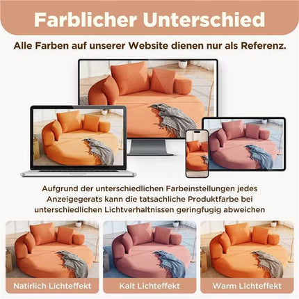 UNICORN Multifunctional Freestanding Foldable Sofa Bed Boneless Couch Oval Bed with Cushions, Modular Sofa Cord Fabric Cover (173 x 176 cm) Suitable for Apartments Living Room Bedroom