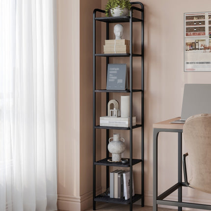 UNICORN Bookcase, Shelf, Standing Shelf, Slim Bookcase Black/Rustic Brown