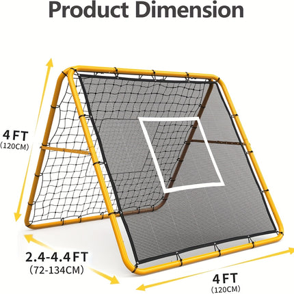 UNICORN 4x4 Multi-Sport Rebounder Net with Heavy-Duty Steel Frame Yellow and Black