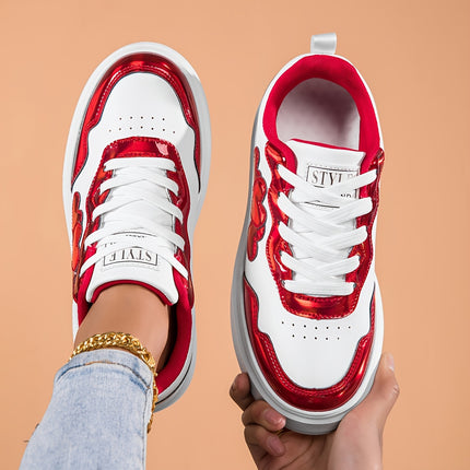 UNICORN Women's Heart-Print White Casual Sports Platform Sneakers Loose-Fit 36 t/m 41.5