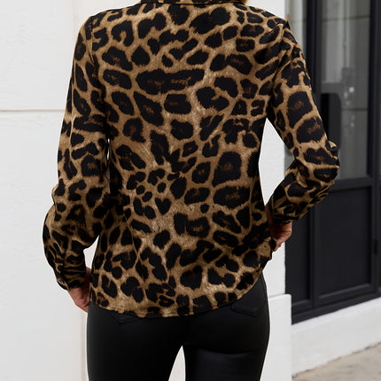 UNICORN Casual Long-Sleeve Shirt with Leopard Print Polo Collar And Buttons s m l xl xxl