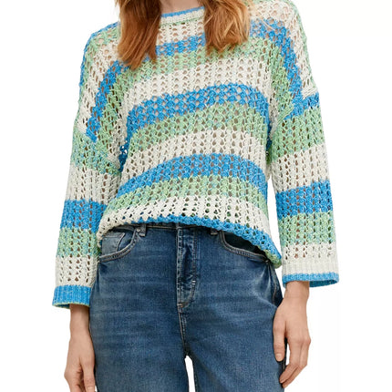 UNICORN Women's knitted sweater stripes blue green white xs s m l xl xxl xxxl