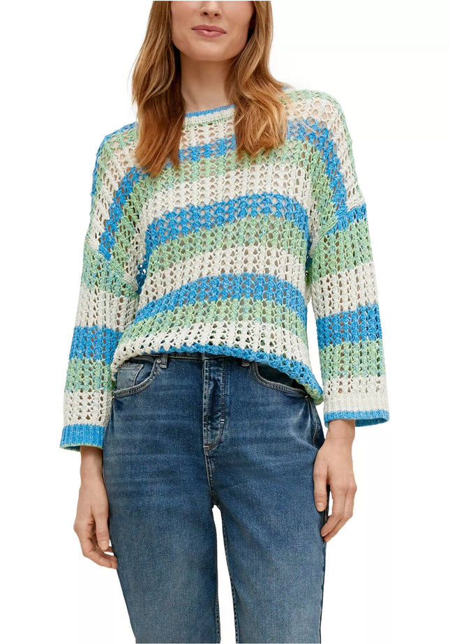 UNICORN Women's knitted sweater stripes blue green white xs s m l xl xxl xxxl
