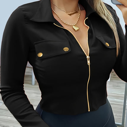 UNICORN Slim-Fit Lapel Zip Casual Solid Long Sleeve Shirt xs s m l xl