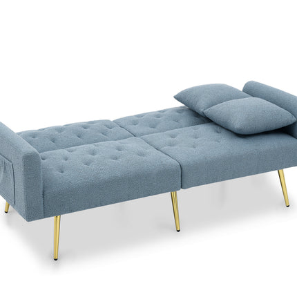 UNICORN Modern Teddy Boucle Two-Seater Sofa, 3-Stage Adjustable Backrest Blue