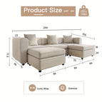 Beige Color / A group of 5 people, consisting of 3 seated individuals and 2 standing individuals.