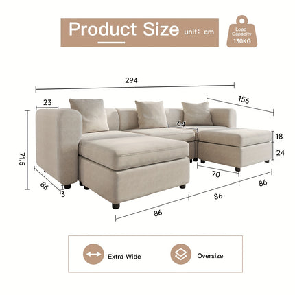 UNICORN Modern Modular Sectional Sofa Living Room Furniture Beige