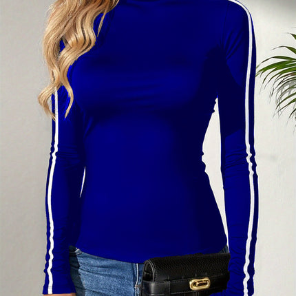UNICORN Turtleneck Pullover Contrast Color Slim-Fit Casual Coat T-Shirt s m l xl xxl