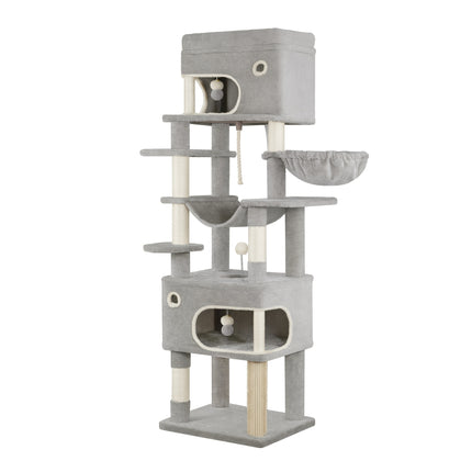 UNICORN 178cm Cat Tree for Indoor Cats, Multi-layer Scratching Post Light Grey/Dark Grey