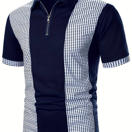 UNICORN Fashion POLO Shirt Short Sleeve Color Block Print Zipper Detail s m l xl