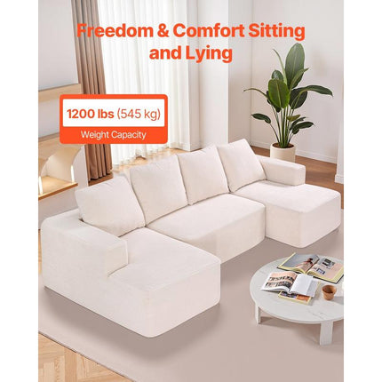 UNICORN Modular U-Shaped Corner Sofa Bed with High-Elastic Foam & High Density Beige